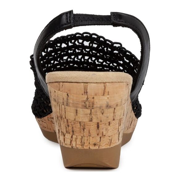 KAREN SCOTT Womens Black Look Wedge Macram� Meriamm Almond Slingback Sal 10 M - Picture 2 of 4